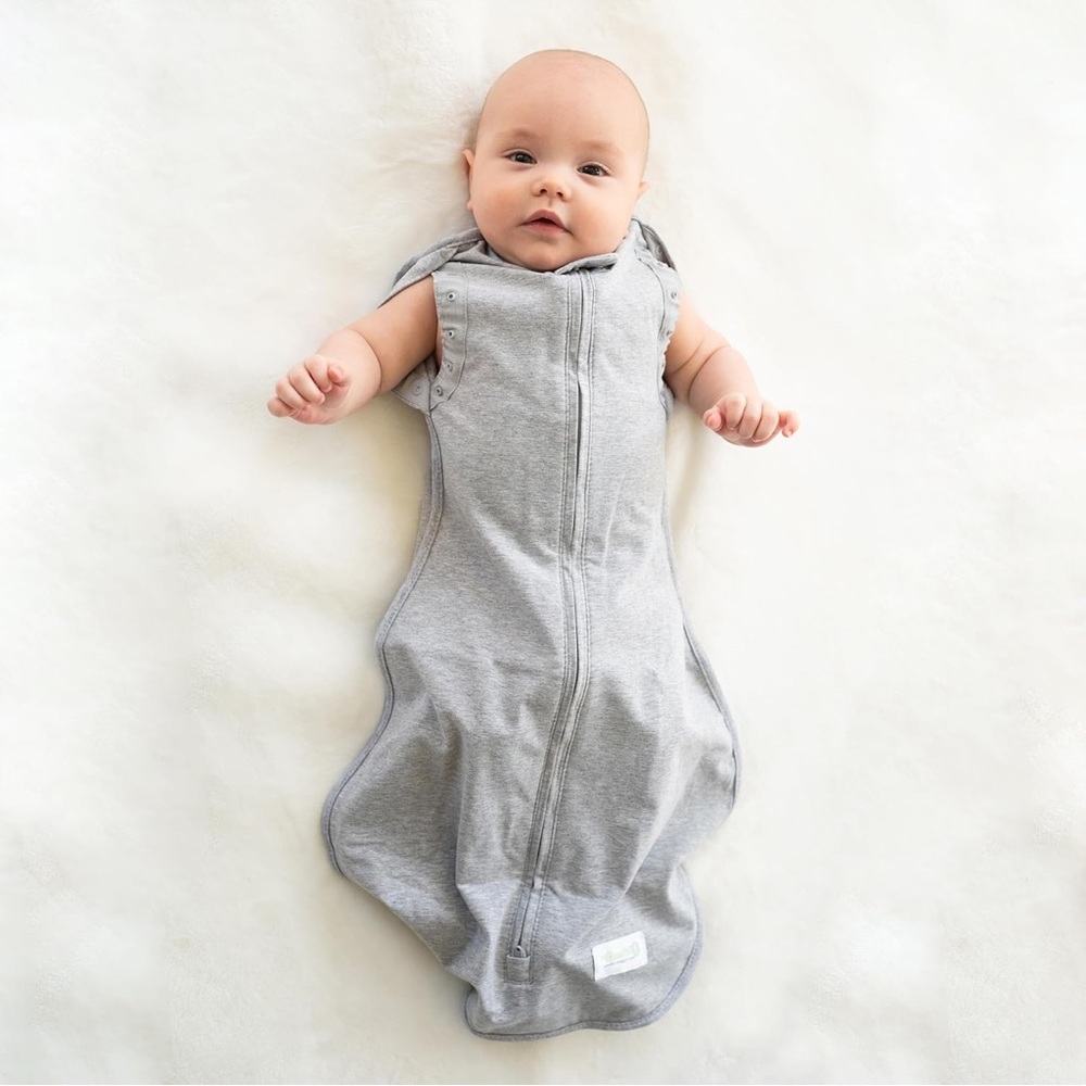 Woombie Convertible Arms Swaddle in Twilight/Heather Gray